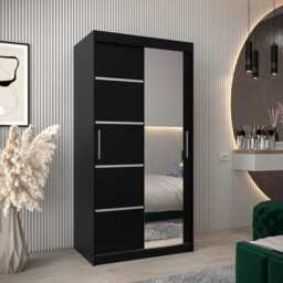 Verona 02 Sliding Door Wardrobe 100cm - Black 100cm - thumbnail 1