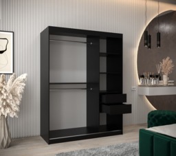 Parma Sliding Door Wardrobe 150cm - Black 150cm - thumbnail 8