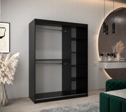 Parma Sliding Door Wardrobe 150cm - Black 150cm - thumbnail 7