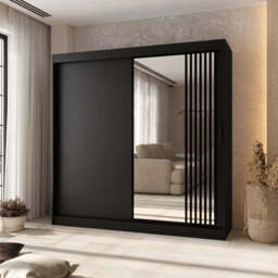 Asved Sliding Door Wardrobe 200cm - Black 200cm - thumbnail 1