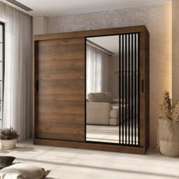 Asved Sliding Door Wardrobe 200cm - Black 200cm - thumbnail 3