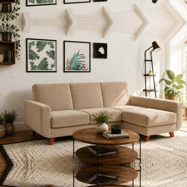 Corner Sofa Bed Aramis - Beige 228cm Right - image 1