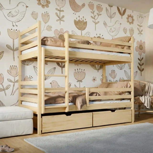 Wooden Bunk Bed Nemo with Storage - Pine Foam Mattresses - image 1