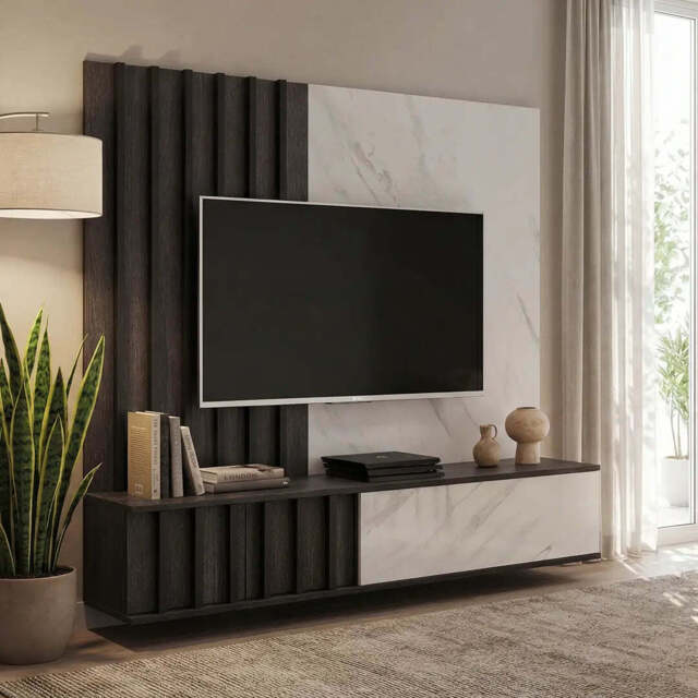 "Noir II Entertainment Unit For TVs Up To 70"" - White 160cm" - image 1