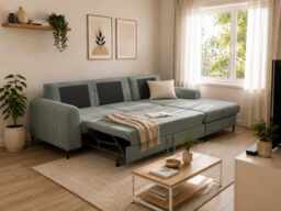 Corner Sofa Bed Monaco - Grey 252cm Right - thumbnail 7