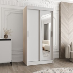 Moka Sliding Door Wardrobe 100cm - Oak Walnut 100cm - thumbnail 2