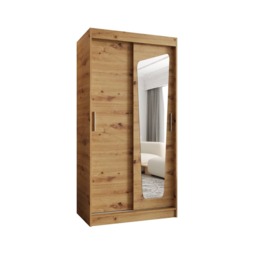 Moka Sliding Door Wardrobe 100cm - Oak Walnut 100cm - thumbnail 8