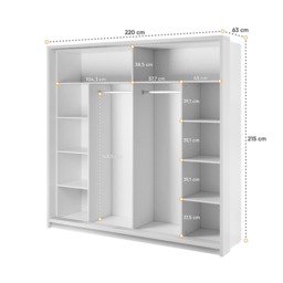Arti 14 - 2 Sliding Door Wardrobe 220cm - White Matt 220cm - thumbnail 7
