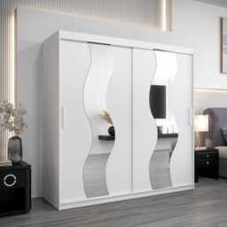 Seville Sliding Door Wardrobe 200cm - White 200cm - thumbnail 1