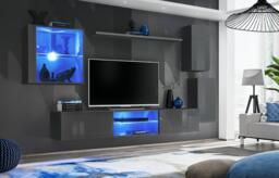 "Switch XXIII Wall Entertainment Unit For TVs Up To 75"" - Oak Wotan 250cm White" - thumbnail 4