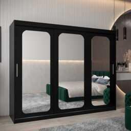 Uppsala T3 Sliding Door Wardrobe 250cm - Black 250cm - thumbnail 1