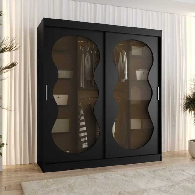 Bahrain III Sliding Door Wardrobe 180cm - Black 180cm - image 1