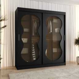 Bahrain III Sliding Door Wardrobe 180cm - Black 180cm - thumbnail 1