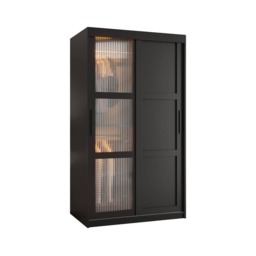 Flutes III Sliding Door Wardrobe 100cm - Black 100cm - thumbnail 6