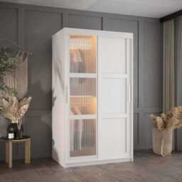 Flutes III Sliding Door Wardrobe 100cm - Black 100cm - thumbnail 2