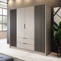 Nelly Hinged Door Wardrobe 206cm - Cashmere 206cm
