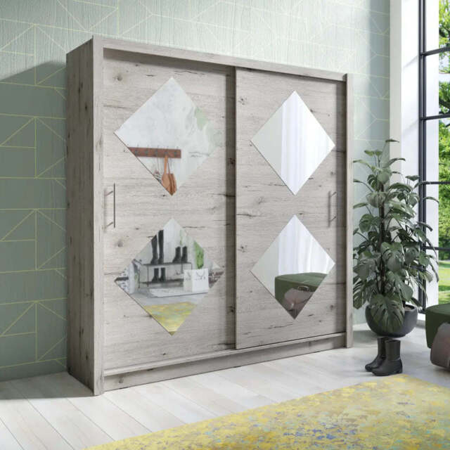 Bora Sliding Door Wardrobe 205cm - Oak Wellington 205cm - image 1