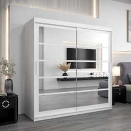 Roma II Sliding Door Wardrobe 200cm - Black 200cm - thumbnail 2