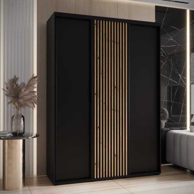 Sapporo I Sliding Door Wardrobe 170cm - Black 170cm - image 1
