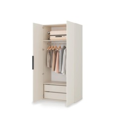 Lumo Hinged Door Wardrobe 100cm - Cashmere 100cm Partially Mirrored - thumbnail 8