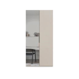 Lumo Hinged Door Wardrobe 100cm - Cashmere 100cm Partially Mirrored - thumbnail 4