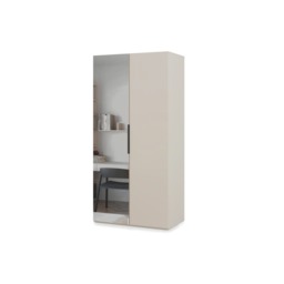 Lumo Hinged Door Wardrobe 100cm - Cashmere 100cm Partially Mirrored - thumbnail 3