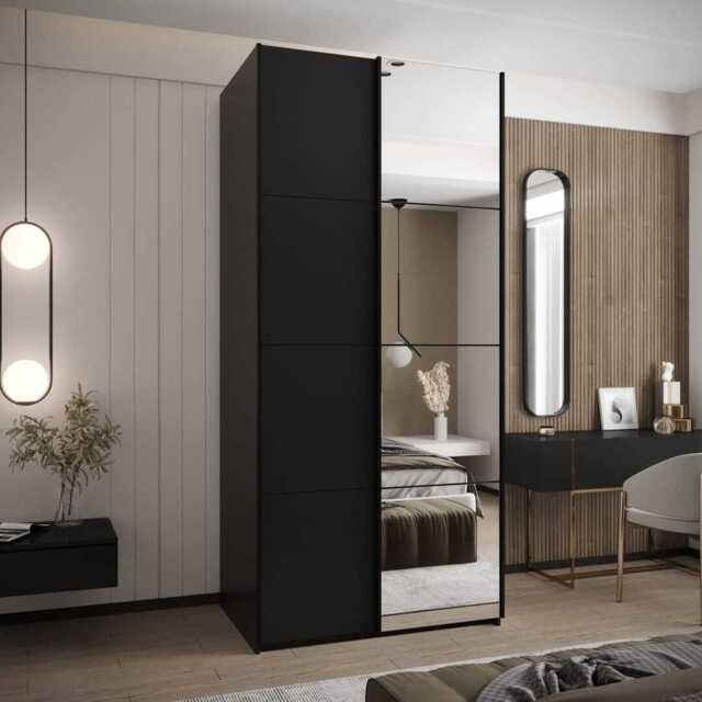 Trosa III Sliding Door Wardrobe 120cm - Black 120cm - image 1