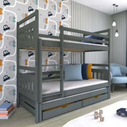 Seweryn Bunk Bed with Trundle and Storage - Graphite Without Mattresses - thumbnail 1