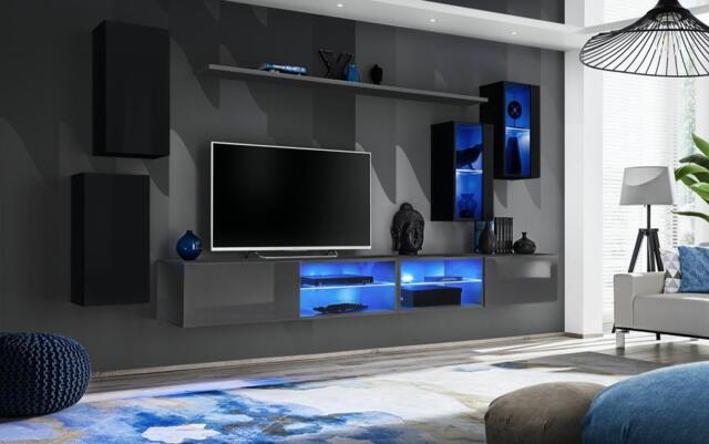 "Switch XXV Wall Entertainment Unit For TVs Up To 75"" - Graphite 280cm Black" - image 1