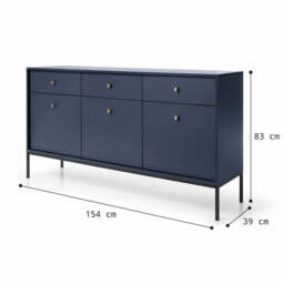 Mono Large Sideboard Cabinet 154cm - Navy 154cm - thumbnail 6