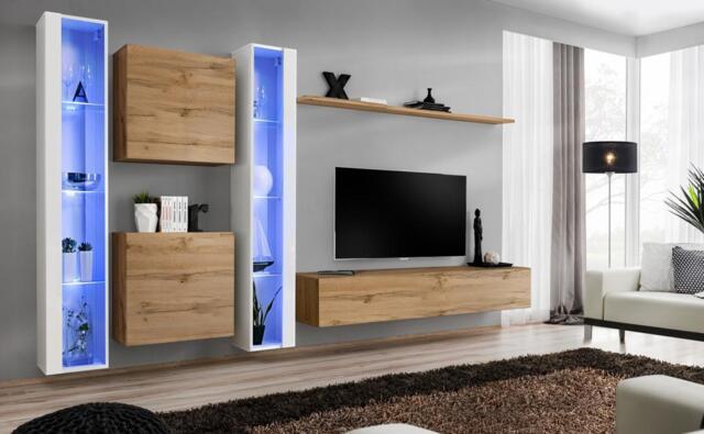 "Switch XVI Entertainment Unit For TVs Up To 75"" - Oak Wotan 330cm White" - image 1