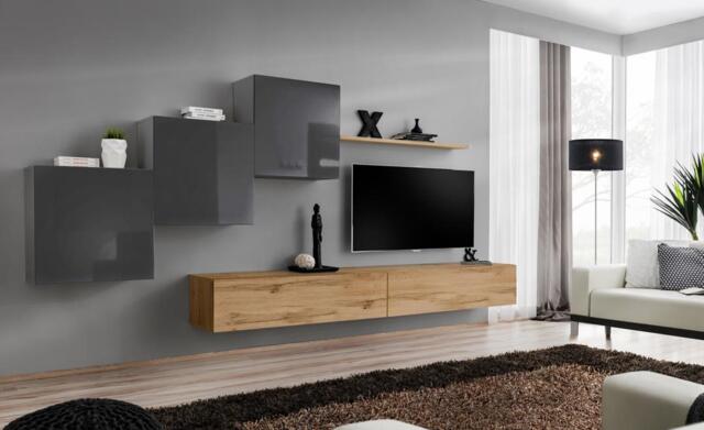 "Switch X Entertainment Unit For TVs Up To 49"" - Oak Wotan 330cm Graphite" - image 1