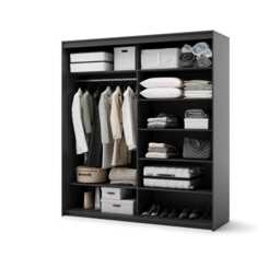 Trend TZ-01 Sliding Door Wardrobe 200cm - Black 200cm - thumbnail 3