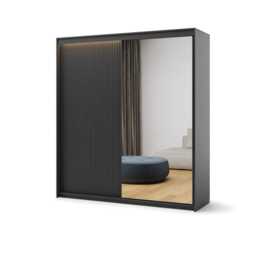 Trend TZ-01 Sliding Door Wardrobe 200cm - Black 200cm - thumbnail 4