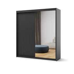 Trend TZ-01 Sliding Door Wardrobe 200cm - Black 200cm - thumbnail 1