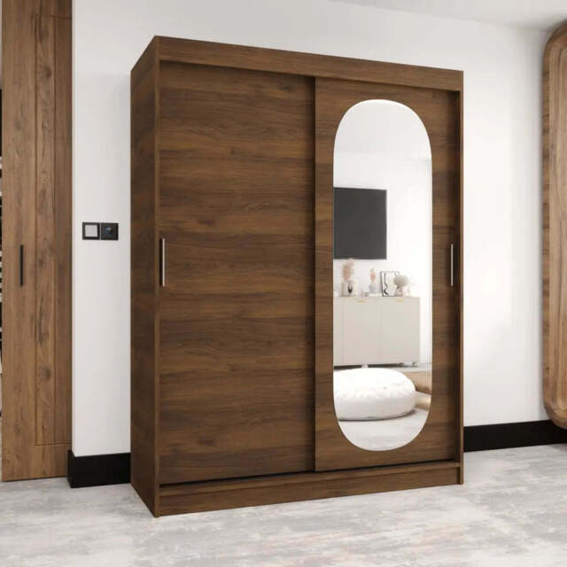 Royal Sliding Door Wardrobe 150cm - Oak Walnut 150cm - image 1