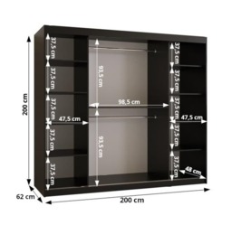 Ramiro I Sliding Door Wardrobe 200cm - Black 200cm - thumbnail 5