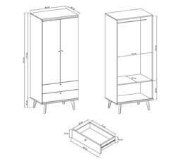 Primo Hinged Wardrobe 80cm - White 80cm - thumbnail 5