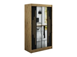 Leto Y1 Sliding Door Wardrobe 120cm - Black 120cm - thumbnail 1