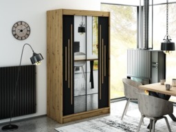 Leto Y1 Sliding Door Wardrobe 120cm - Black 120cm - thumbnail 2