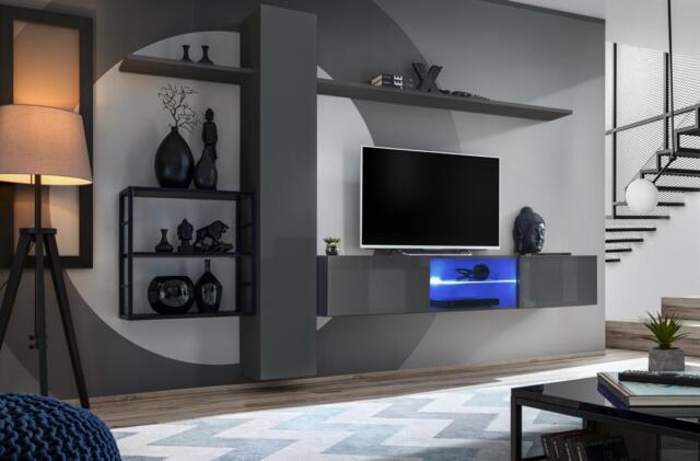 "Switch Metal V Entertainment Unit For TVs Up To 75"" - 270cm Graphite" - image 1