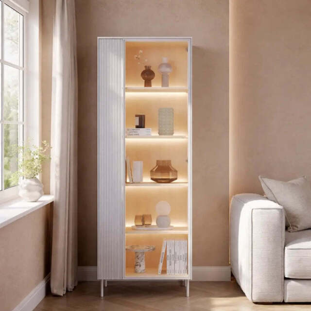 Liba Tall Display Cabinet 67cm - White 67cm - image 1