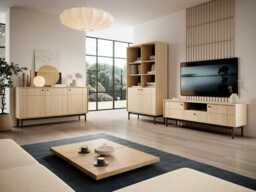 Japandi Tall Display Cabinet 104cm - Oak Linea 104cm - thumbnail 8