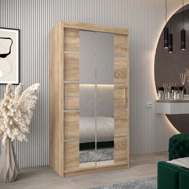 Verona 04 Sliding Door Wardrobe 100cm - Oak Sonoma 100cm - image 1