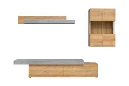 "Concrete Entertainment Unit For TVs Up To 60"" - Oak Riviera 250cm" - thumbnail 2