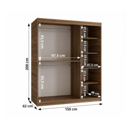 Rubino V4 Sliding Door Wardrobe 150cm - Oak Walnut 150cm - thumbnail 5