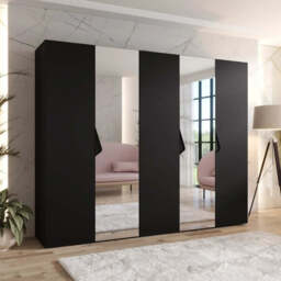 Sandi II Hinged Door Wardrobe 250cm - Black 250cm - thumbnail 1