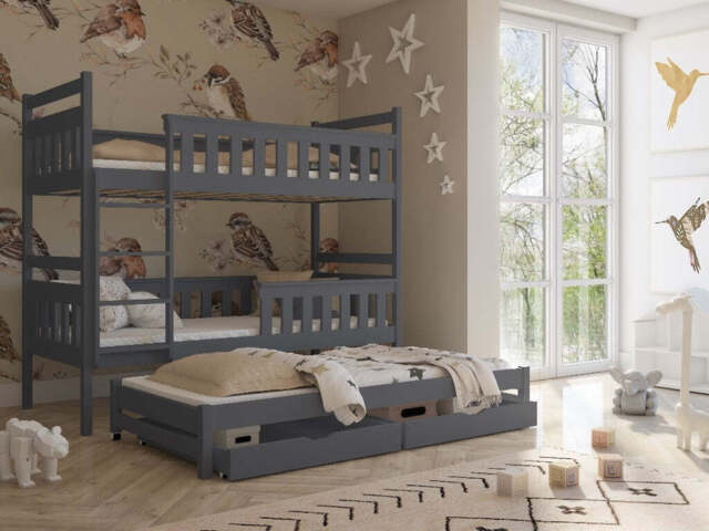 Kors Bunk Bed with Trundle and Storage - Graphite Without Mattresses - image 1