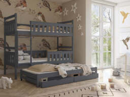 Kors Bunk Bed with Trundle and Storage - Graphite Without Mattresses - thumbnail 1