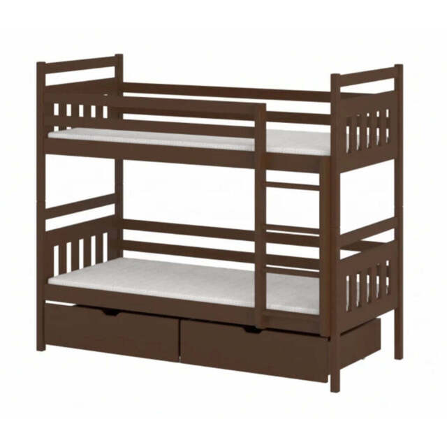 Wooden Bunk Bed Adas with Storage - Dark Chocolate Foam Mattresses - image 1
